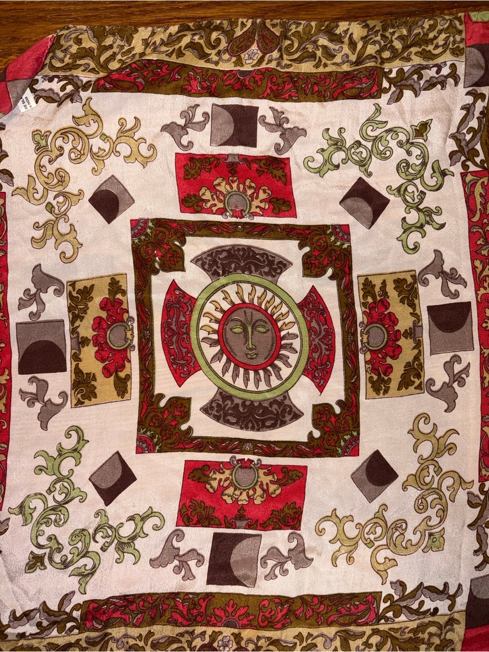 Vintage Unbranded 100% Silk Square Scarf 40x38 Floral Paisley Print 70s 80s